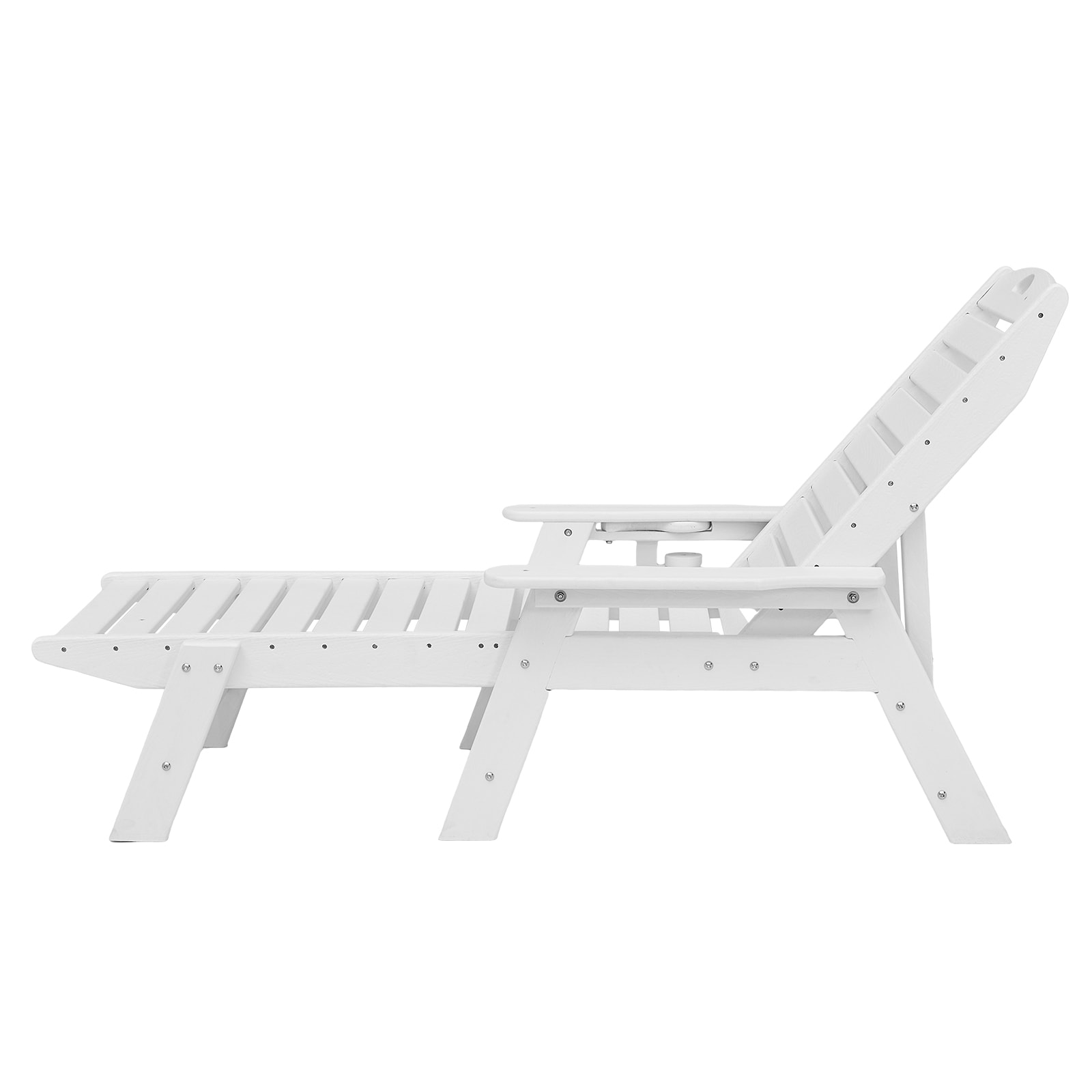 Outdoor Chaise Lounge Chair 6 Position Adjustable Reclining Bench Lounger White_maomaolike.com